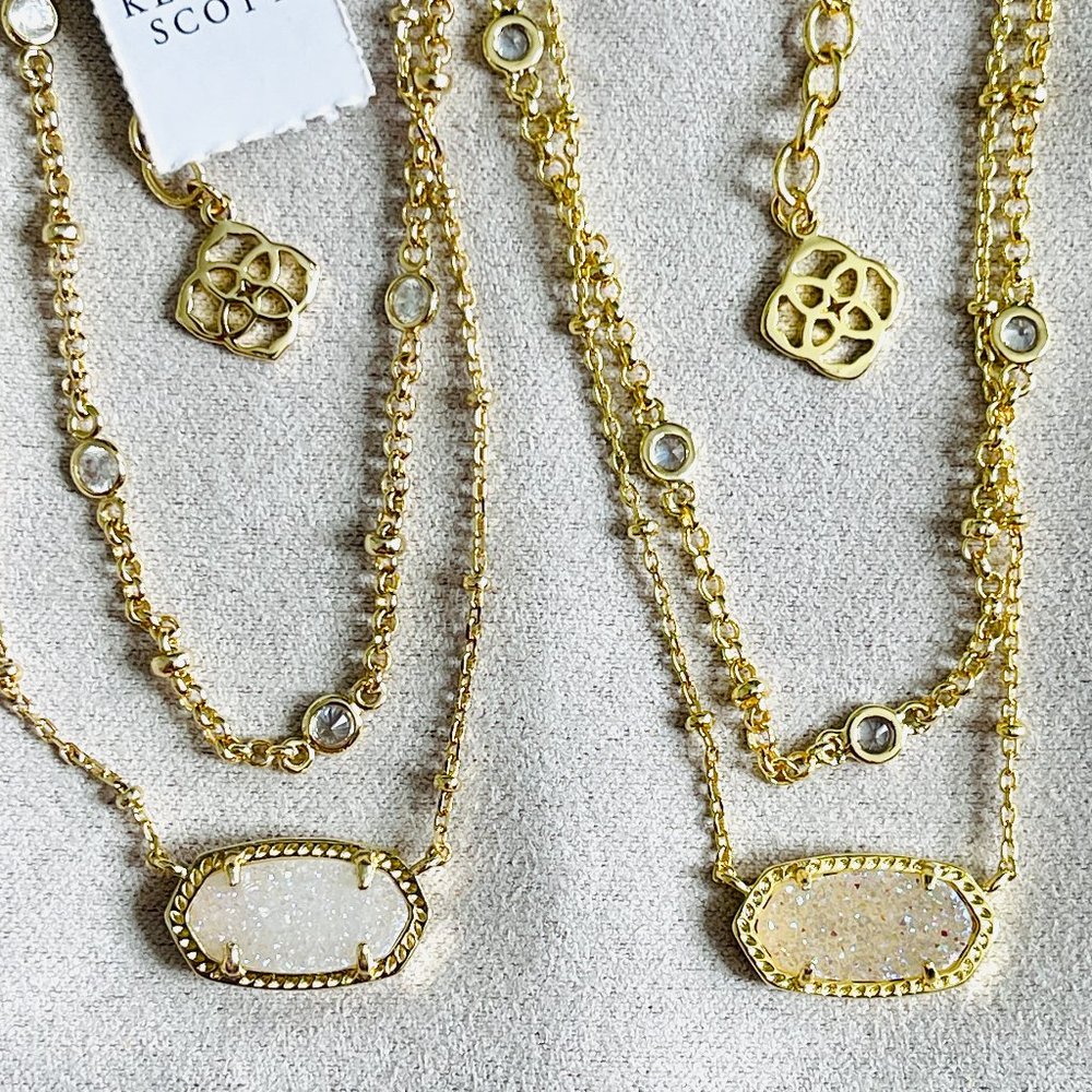 KENDRA SCOTT Elisa Multi Strand Gold Necklace In Iridescent Drusy - PLS READ!